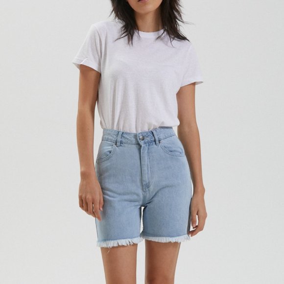 Afends Shelby Hemp Denim Cut Off High-Waisted Mom Short 32 - Picture 10 of 10
